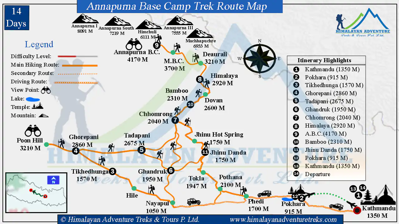 Annapurna Base Camp Trek Map