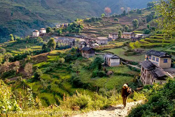 Gurung village in Annapurna region.