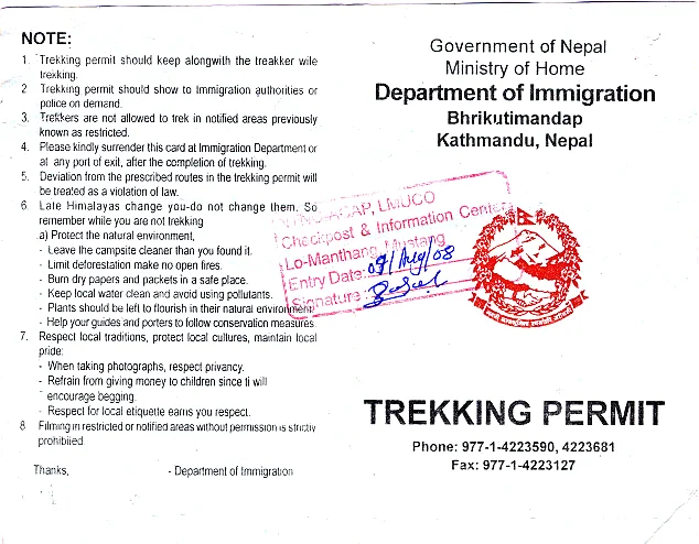 Nepal Attraction Sites Entrance Fees