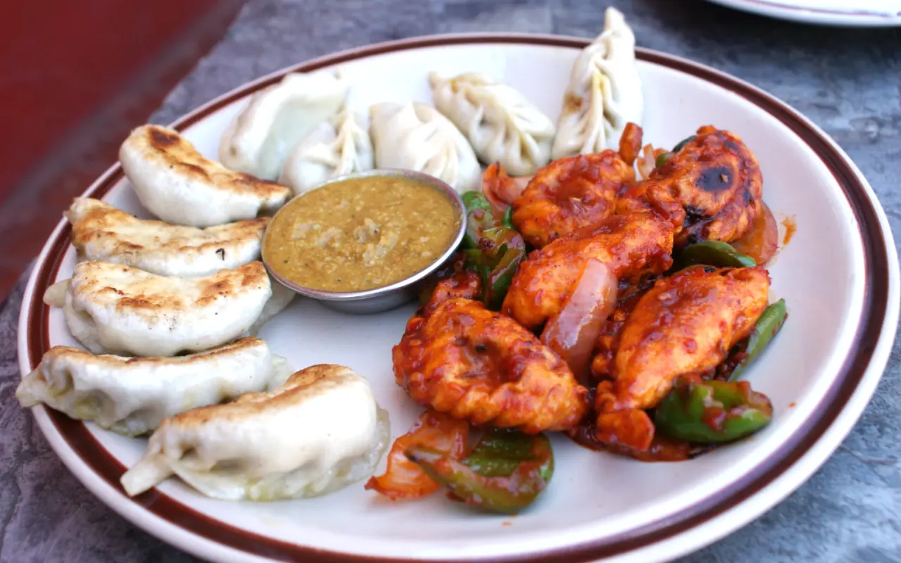 Boiled, Seared, and Fried Nepalese Momo with Chutney Dip
